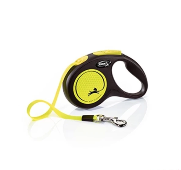 Flexi New Neon Otomatik Sarı Şerit Köpek Gezdirme Tasması Medium 5 Metre ürün görseli 1