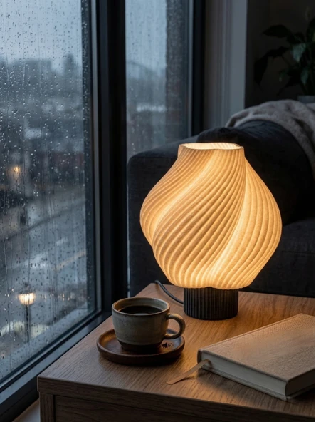 Krema  Modern Masa ve Gece Lambası  Ambiyans Lambası, Dekoratif LED Abajur ürün görseli 1