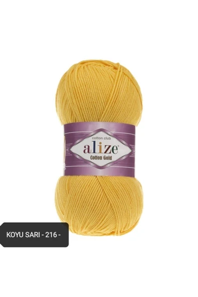 Alize Cotton Gold Amigurumi Örgü Ipi 100gr El Örgü Ipi Renk Kodu-koyu Sarı 216- Pamuk Akrilik ürün görseli 1