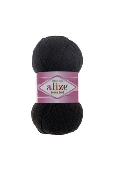 Alize Cotton Gold Amigurumi El Örgü İpi 100g - 330 Metre – Pamuklu - Renk Kodu : 60 - Siyah ürün görseli 1