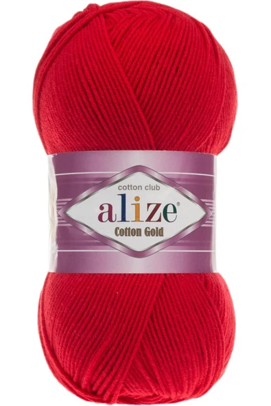 Alize Cotton Gold Pamuk,amigurumi,panç El Örgü Ipi Renk Kodu:56-kırmızı ürün görseli 1