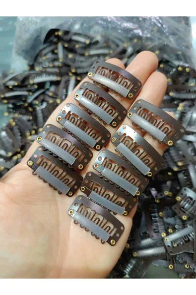 Saçsız Bebek Tokası 10 Adet 33 mm Kahverengi Çıtçıt Klipsli Bebek Tokası ürün görseli 1