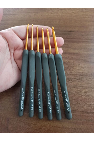 shuma Yumuşak Saplı Alüminyum Yün Tığ (3.5MM) 3.5 Numara, Gri Renk ürün görseli 1