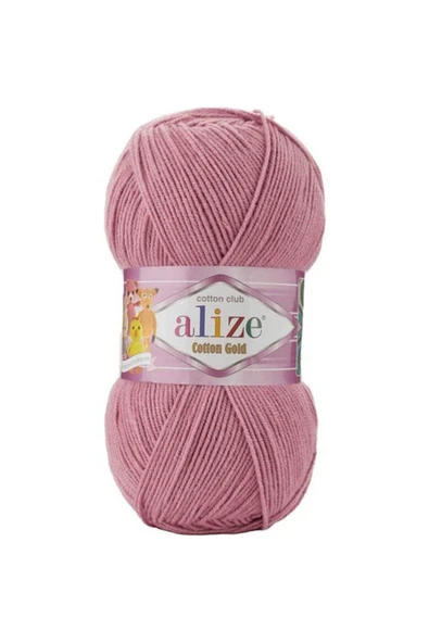 Alize Cotton Gold Örgü ipliği 5'li Paket Renk Kodu:676-nostaljik-gul-100 Gr. 330 mt. ürün görseli 1
