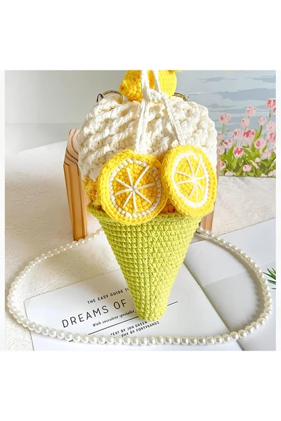 NGAHOME El Örgüsü Limon Külah Çanta ürün görseli 1