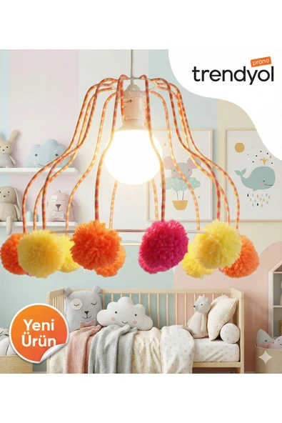 NGAHOME El Yapımı Ponpon Avize Çocuk Odası Konsept (Ampul Hediyelidir.) ürün görseli 1
