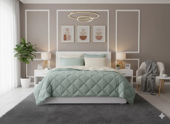 CLASY ÇİFT KİŞİLİK DESENLİ YORGAN LİYA 03 MİNT ürün görseli 1