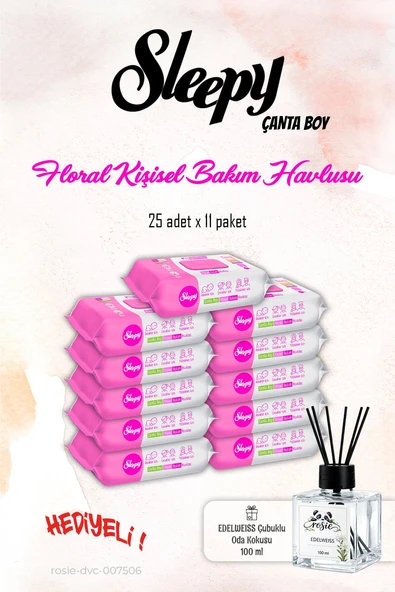 Sleepy Floral Kişisel Bakım Havlusu 11 Paket, 25'li ve ROSIE Koku ürün görseli 1