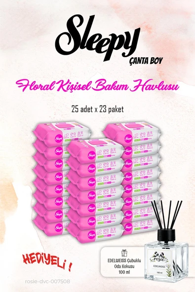 23 Paket Sleepy Floral Kişisel Bakım Havlusu 25'li ve ROSIE Koku ürün görseli 1