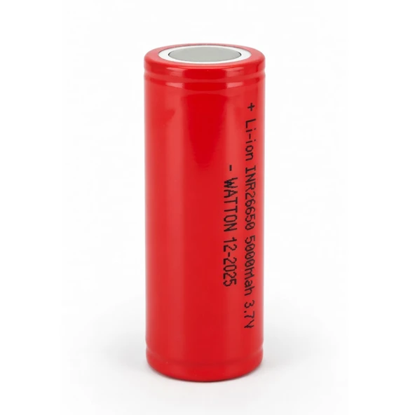 Watton INR 26650 5000mAh 3.7V Li-ion Şarj Edilebilir Pil - Kırmızı ürün görseli 1