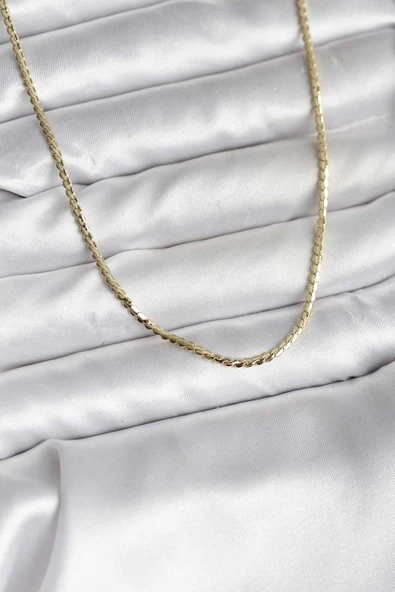 14K Gold Renk Kaplama Ezme Zincir Model CM Kadın Kolye ürün görseli 1
