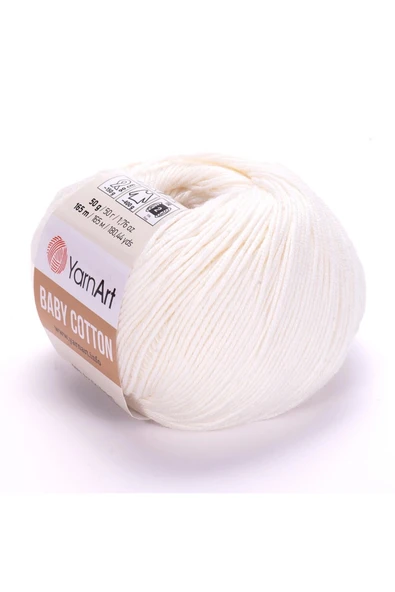 Yarnart Baby Cotton - Bebek El Örgü Ipi Beyaz-401 ürün görseli 1
