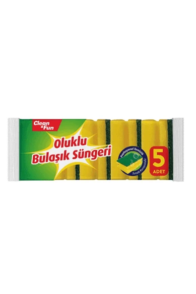 clean & fun 3 Paket Oluklu Bulaşık Süngeri 5'li ürün görseli 1