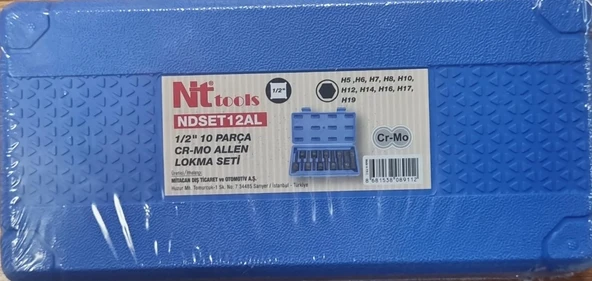 Nt Tools NDSET12AL 1/2" CR-MO Allen Lokma Seti 10 Parça ürün görseli 1