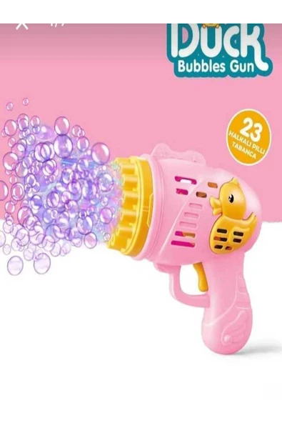 BLUEST SHOP Duck Baloncuk Tabancası Köpük 23 Halkalı Pilli Baloncuk Köpük Tabancası - Duck Bubbles Gun Pembe ürün görseli 1