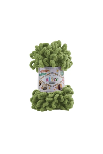 Alize Puffy 485 El Örgü Ipliği 1 Adet Elle Örülen Kalpli Yastık Bebek Battaniyesi Örgü Ipi 485 Yeşil ürün görseli 1