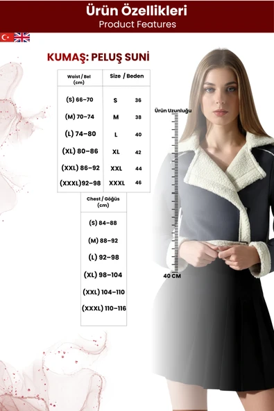 Kadın İçi Peluş Suni Süet Ceket - Resim 6