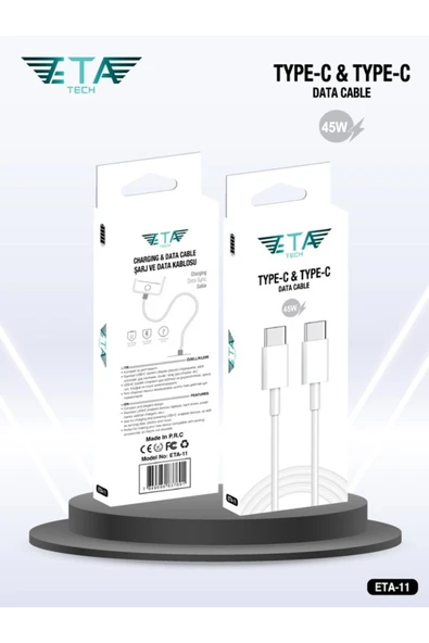 Eta Tech Samsung Galaxy S24 Uyumlu 45 Watt Hızlı Şarj Kablosu - Usb-C Kablo - Beyaz ürün görseli 1