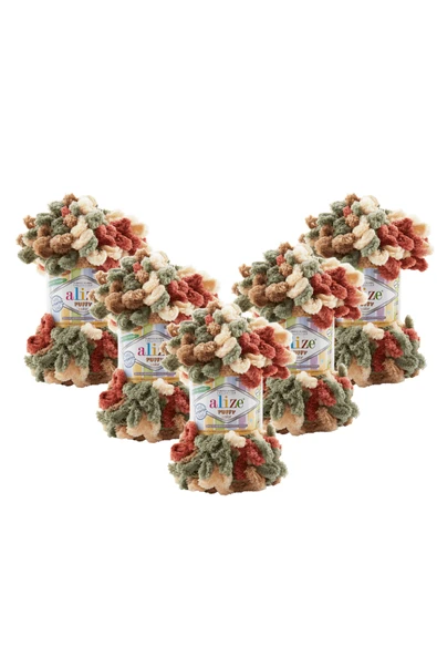 Alize 5 Adet 6039 Puffy Color El Örgü Ipi Bebek Battaniye Panduf Atkı Hırka Ipi ürün görseli 1