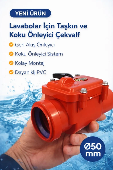 DESIPHON Lavabo Gideri İçin Ø50 mm Pis Su Çekvalfi Koku ve Taşkın Önleyici PVC Gider Çekvalf ürün görseli 1
