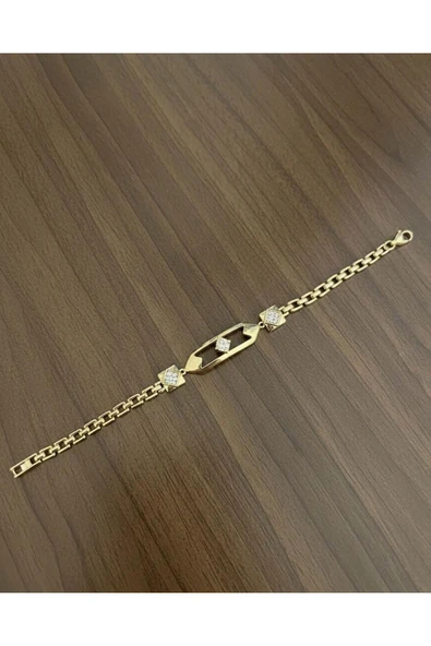 Bella Kadın xupıng 14k altın kararmaz vip taşlı çelik bileklik ürün görseli 1