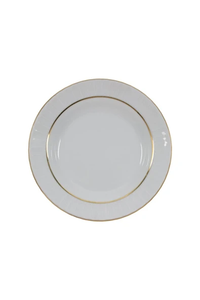 Güral Porselen Sedef 22cm Çukur Yemek Tabağı Çukur Tabak 6 Adet Altın Fileli ürün görseli 1