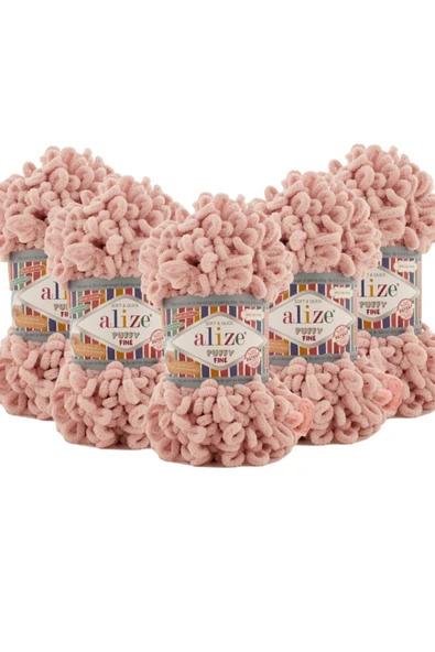 Alize Fine (ince Ilmekli ) El Örgü Ipliği 5'li Paket - 161 Pudra - 100 Gr. 14.5 Mt. Parmak Örgü Ipi ürün görseli 1
