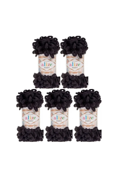Alize Puffy 5'li Paket - 1060 Siyah ürün görseli 1