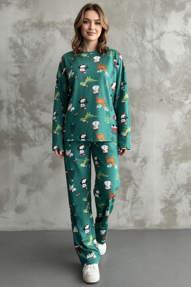 Kadın Yılbaşı Konsept Oversize Pijama Takımı - Yumuşak Doku Pijama Takım ürün görseli 1