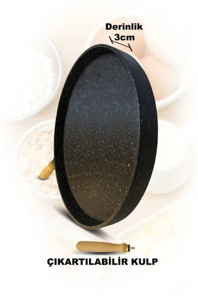 MUTFAKÇA Granit Döküm Gözleme Tavası 36cm (3cm Derinlik) ürün görseli 1