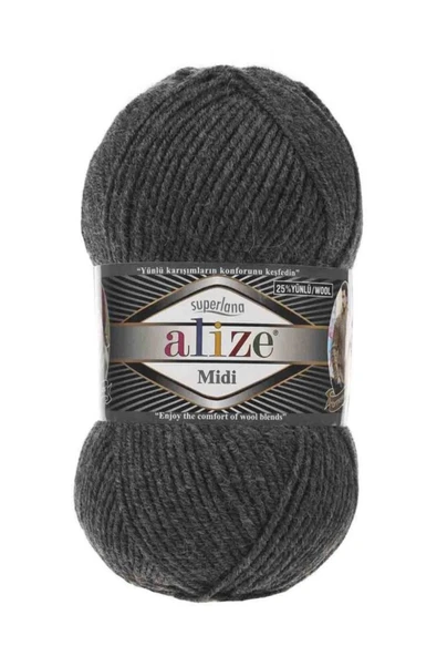 Alize Superlana Midi (ince) Örgü Ipi - 196 Koyu Gri Malanj - 100 Gr. 170 Mt. Ip ürün görseli 1