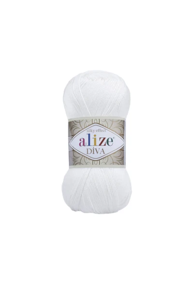 Alize Diva El Örgü Ipi (5 Li Paket) - 55-beyaz ürün görseli 1