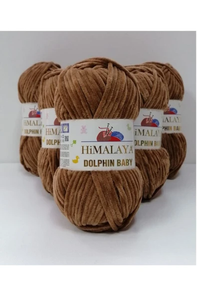 Himalaya Dolphin Baby Kadife Örgü İpliği 5'li Paket Kahverengi 80337 ürün görseli 1