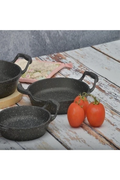 MUTFAKÇA Mutfakça Alüminyum Döküm Granit 3'lü Sahan Seti - 18-20-22 cm ürün görseli 1