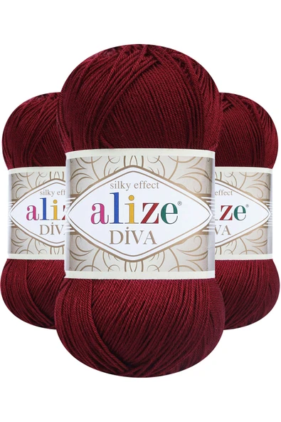 Alize Diva 57 (bordo) Amigurumi El Örgü Ipi 5 Adet ürün görseli 1