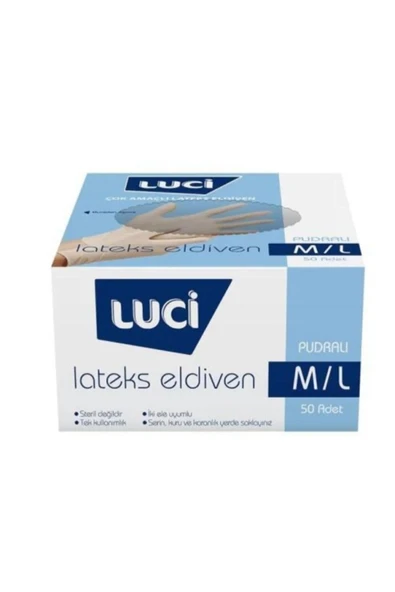 Luci Çok Amaçlı Latex Pudralı Eldiven 50'li M/L ürün görseli 1