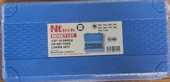 Nt Tools NDSET12T 1/2" CR-MO Torx Lokma Seti 10 Parça ürün görseli 1