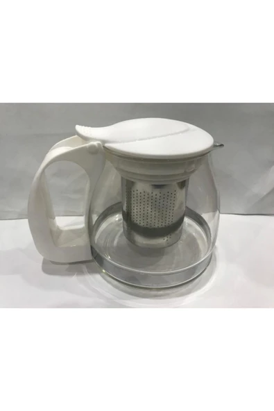 YAKUT Süzgeçli Cam Demlik 700ml Beyaz ürün görseli 1