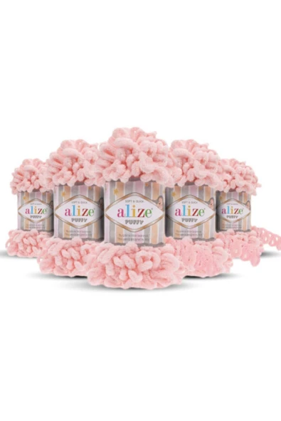 Öykü Tuhafiye Alize Puffy 340 Pudra Pembe 5 Adet ürün görseli 1