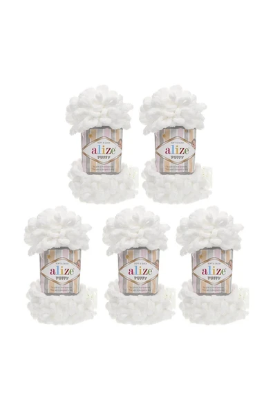 Alize ALİZE PUFFY 55 BEYAZ EL ÖRGÜ İPLİĞİ ürün görseli 1