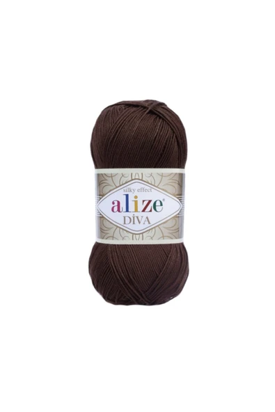 Alize Diva 26 Koyu Kahverengi Rengi El Örgü Ipi - 5 Adet ürün görseli 1