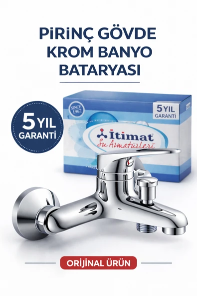 DESIPHON İtimat Banyo Bataryası Duş Çıkışlı Pirinç Gövde Krom Kaplama Duvar Tipi 5 Yıl Garantili ürün görseli 1