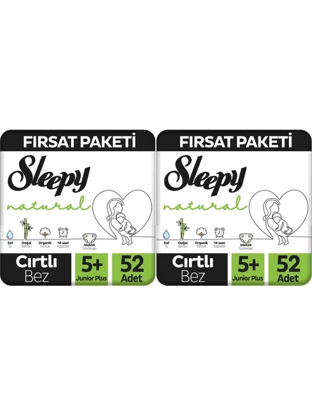 Sleepy Natural 5+ Numara Junior Plus 104'lü Bebek Bezi ürün görseli 1