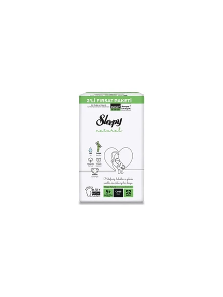 Sleepy Natural 5+ Numara Junior Plus 52'li Bebek Bezi ürün görseli 1