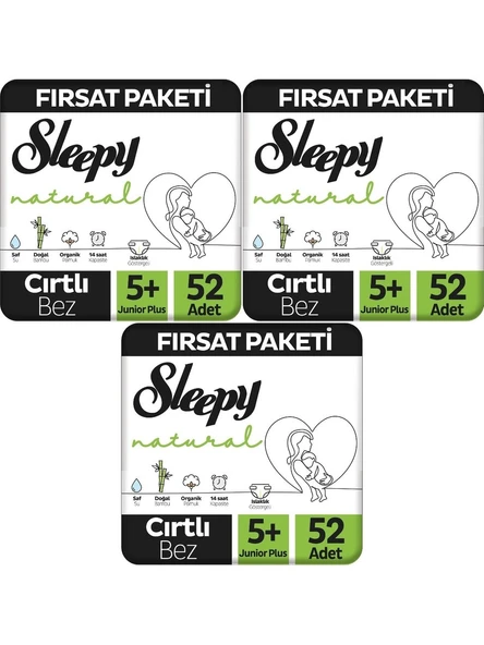 Sleepy Natural 5+ Numara Junior Plus 156'lı Bebek Bezi ürün görseli 1