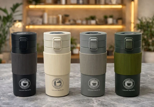 350 Ml Paslanmaz Çelik Termos Dereceli Mug - Sızdırmaz Kapaklı Çift Katmanlı Dereceli Termos  Alk4626 ürün görseli 1