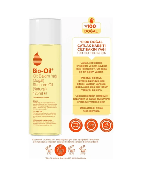 Bio Oil %100 Natural Çatlak Karşıtı & Leke Karşıtı Nemlendirici Doğal Cilt Bakım Yağı 125 ML ürün görseli 1