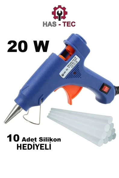 HAS-TEC Sıcak Silikon Tabancası 20w Koruma Anahtarlı Ve 10 Adet Mum Silikon ürün görseli 1