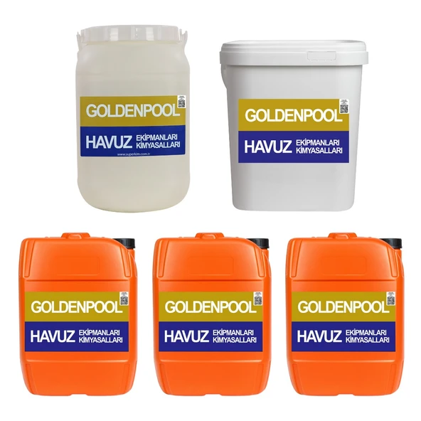 Goldenpool 5'li Havuz Bakım Kimyasal Seti 90'lık 25 Kg ürün görseli 1