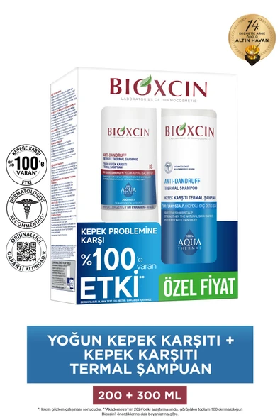 Aqua Termal Kepek Karşıtı Şampuan 300 ml + Yoğun Kepek Karşıtı Şampuan 200 ml (2'li Set) ürün görseli 1